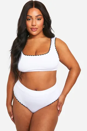 Boohoo Grande Taille,Bas De Maillot Taille Haute Plissé