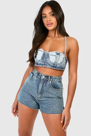 Boohoo Short En Jean Délavé À Bords Bruts