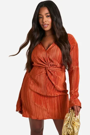 Boohoo Grande Taille,Robe Chemise Plissée Torsadée