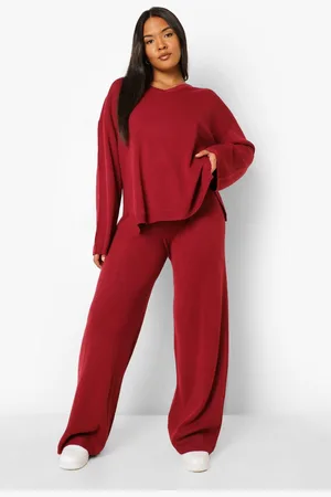 Boohoo Grande Taille,Ensemble Confort Avec Top À Col V Et Pantalon