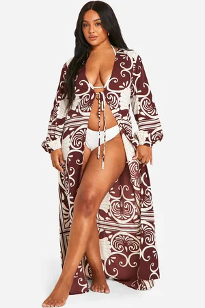 Boohoo Grande Taille,Robe De Plage Longue À Imprimé Abstrait