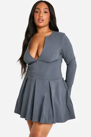 Boohoo Grande Taille,Robe Corset À Manches Longues