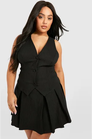 Boohoo Grande Taille,Jupe De Tennis Plissée À Rayures Fines