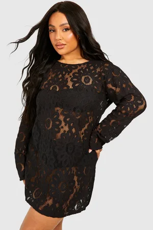 Boohoo Grande Taille,Robe De Plage Courte À Manches Longues