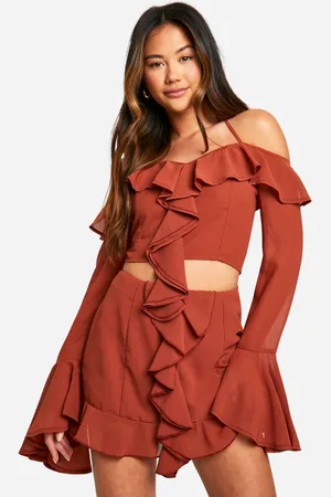Boohoo Mini,Jupe En Mousseline De Soie À Volants