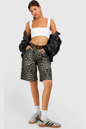 Boohoo Bermuda En Jean À Imprimé Léopard