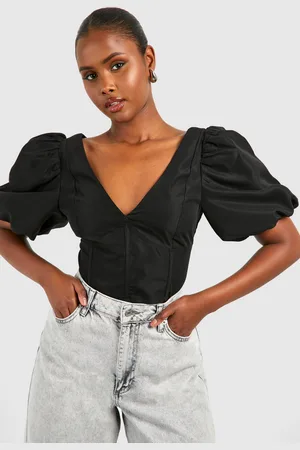 Boohoo Corset À Col V Et Manches Bouffantes