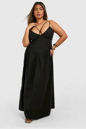 Boohoo Grande Taille,Robe Longue À Bretelles En Coton