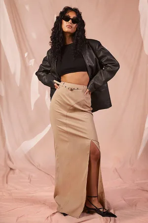 Boohoo Jupe Longue À Ceinture Et Coutures Apparentes