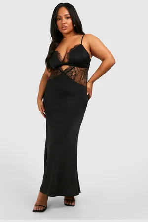 Boohoo Grande Taille,Robe Nuisette Satinée À Dentelle