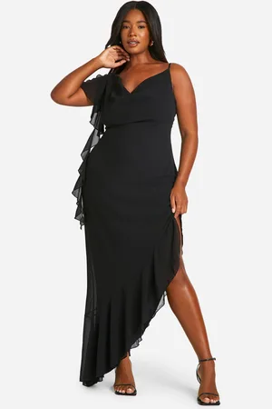 Boohoo Grande Taille,Robe Longue En Mousseline De Soie À Col Bénitier