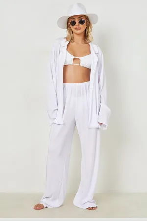 Boohoo Pantalon De Plage Large Plissé À Inscription Bride