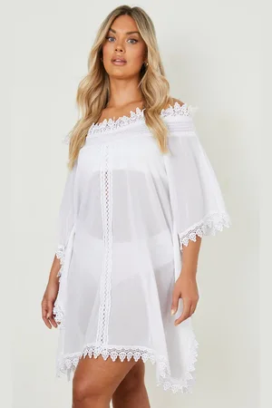 Boohoo Grande Taille,Robe De Plage En Dentelle À Col Bateau