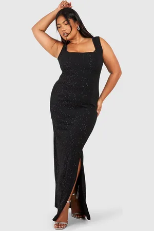 Boohoo Grande Taille,Robe Longue Pailletée À Col Carré