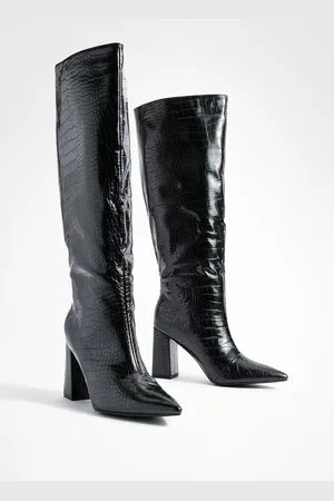 Boohoo Bottines Hautes Larges À Talon Carré