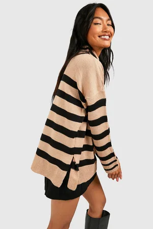 Boohoo Pull Fendu À Rayures Et Col Roulé