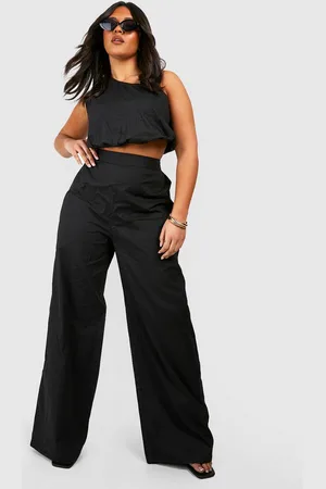 Boohoo Grande Taille,Ensemble En Popeline Avec Haut Asymétrique Et Pantalon Large