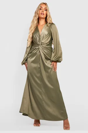 Boohoo Grande Taille,Robe Longue Satinée