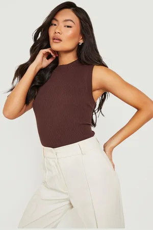 Boohoo Crop Top Côtelé À Col Montant