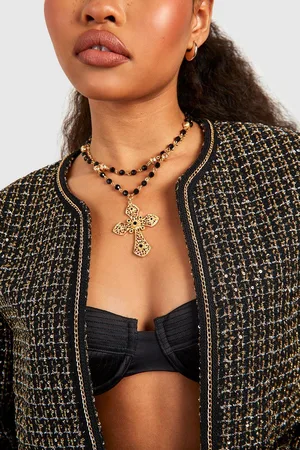Boohoo Collier À Chaînes Superposées Et Pendentif Croix