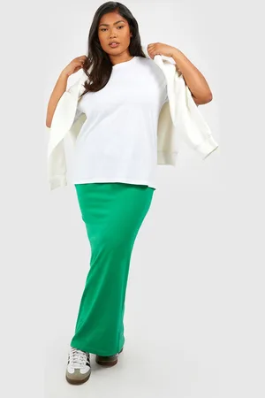 Boohoo Grande Taille,Jupe Longue Basique En Coton