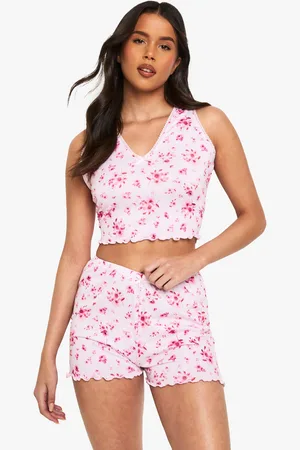 Boohoo Ensemble De Pyjama Fleuri À Détails En Dentelle