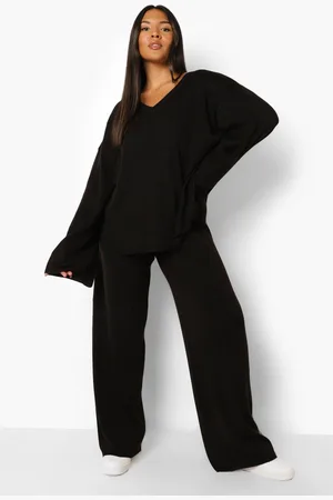 Boohoo Grande Taille,Ensemble Confort Avec Top À Col V Et Pantalon