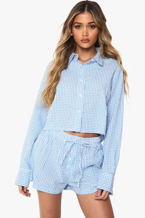 Boohoo Ensemble Avec Chemise Courte À Rayures Fines Et Short,34