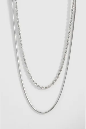 Boohoo Collier En Corde À Double Chaîne,Gris