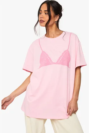 Boohoo Bikini En Crochet Avec T,Shirt Oversize Imprimé