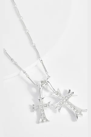 Boohoo Collier Argenté À Pendentif Croix,Gris