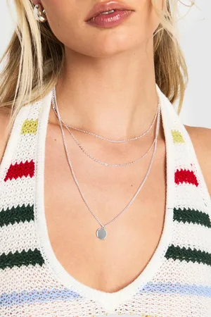 Boohoo Lot De 3 Paires De Chaînes À Pendentif Argenté,Gris