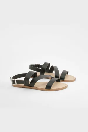 Boohoo Sandales Plates Asymétriques Basiques,Pointure Large