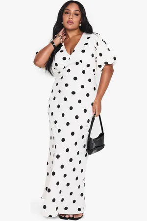 Boohoo Grande Taille,Robe Longue À Pois