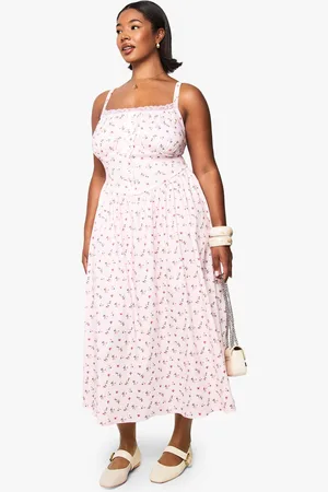 Boohoo Grande Taille,Robe Patineuse Fleurie Mi