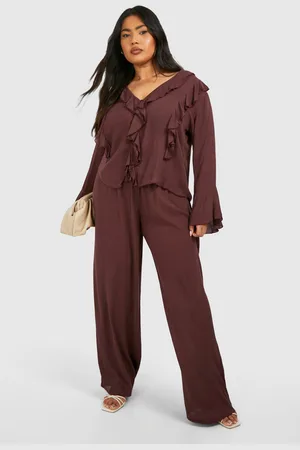Boohoo Grande Taille,Pantalon Large En Mousseline De Soie