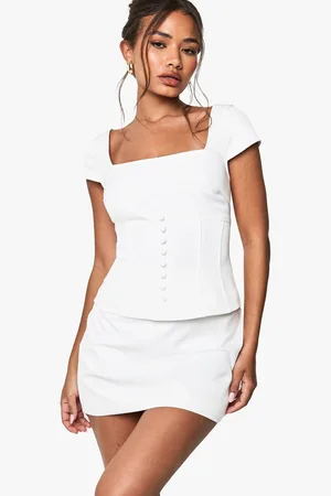 Boohoo Mini,Jupe À Bouton Contrastant