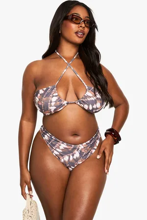 Boohoo Grande Taille,Bas De Maillot Échancré À Imprimé V