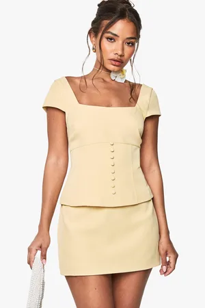 Boohoo Mini,Jupe À Bouton Contrastant
