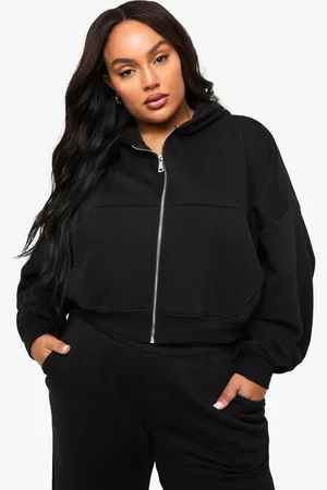 Boohoo Grande Taille,Sweat À Capuche Zippé À Manches Bouffantes