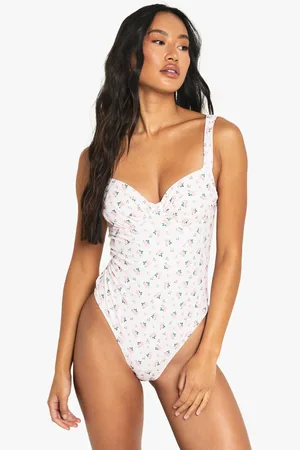 Boohoo Maillot De Bain Une Pièce Froncé À Fleurs