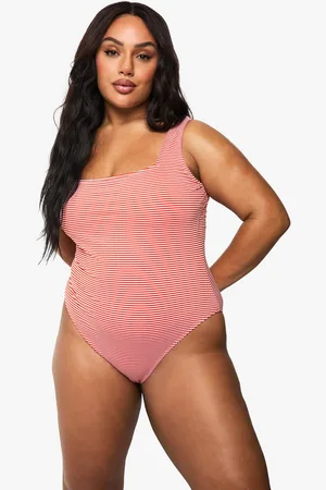 Boohoo Grande Taille,Maillot De Bain À Col Rond Et Rayures