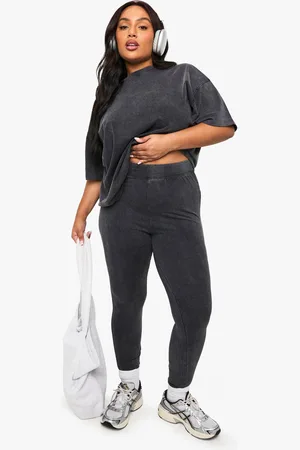 Boohoo Grande Taille,Legging Délavé Taille Haute