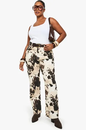 Boohoo Grande Taille,Jean Large À Imprimé Vache