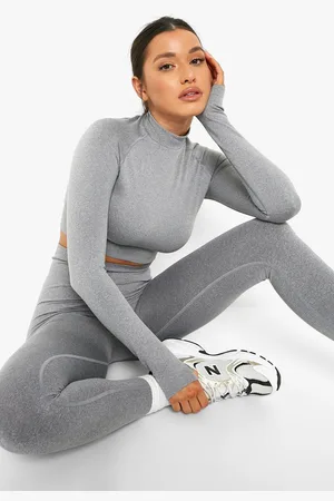 Boohoo Crop Top De Sport Sans Coutures À Manches Longues