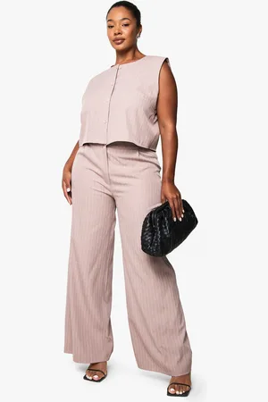 Boohoo Grande Taille,Pantalon Large À Rayures Fines