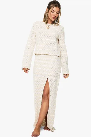 Boohoo Jupe Longue De Plage En Maille Zigzag