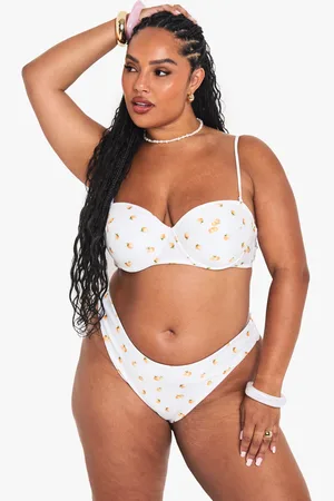 Boohoo Grande Taille,Haut De Maillot Matelassé À Imprimé Tangerine