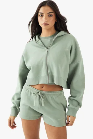 Boohoo Sweat À Capuche Court Zippé À Broderie Dsgn Studio