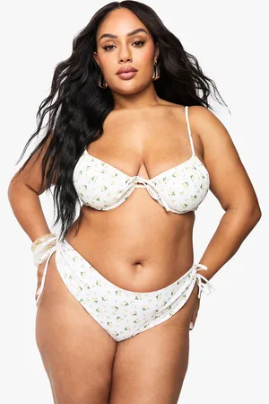 Boohoo Grande Taille,Bas De Maillot Fleuri À Détails Froncés